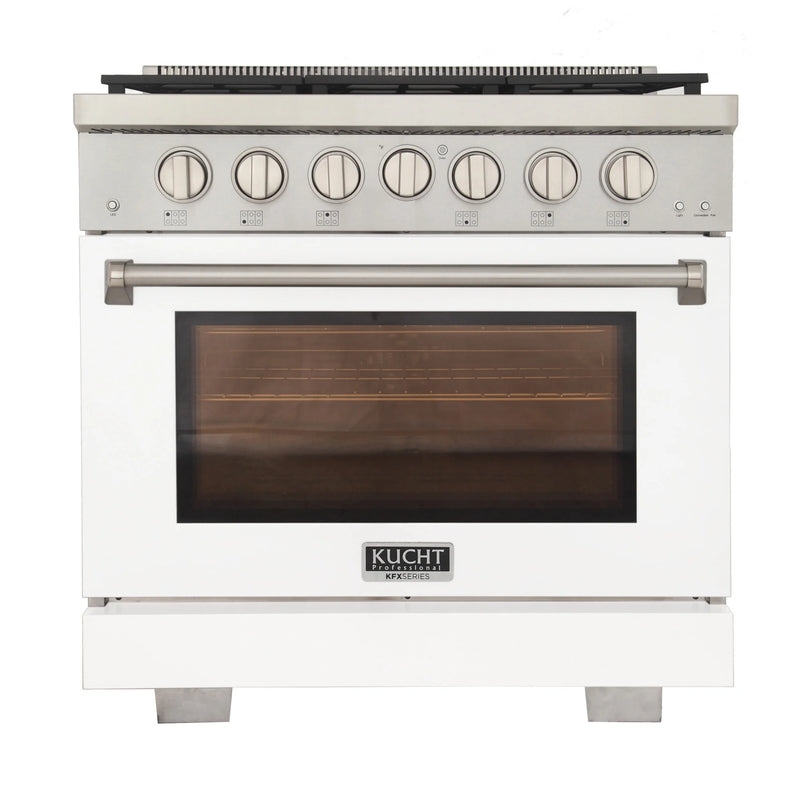 Kucht Professional 36" 5.2 cu ft. Propane Gas Range in White, KFX3600X/LP-W
