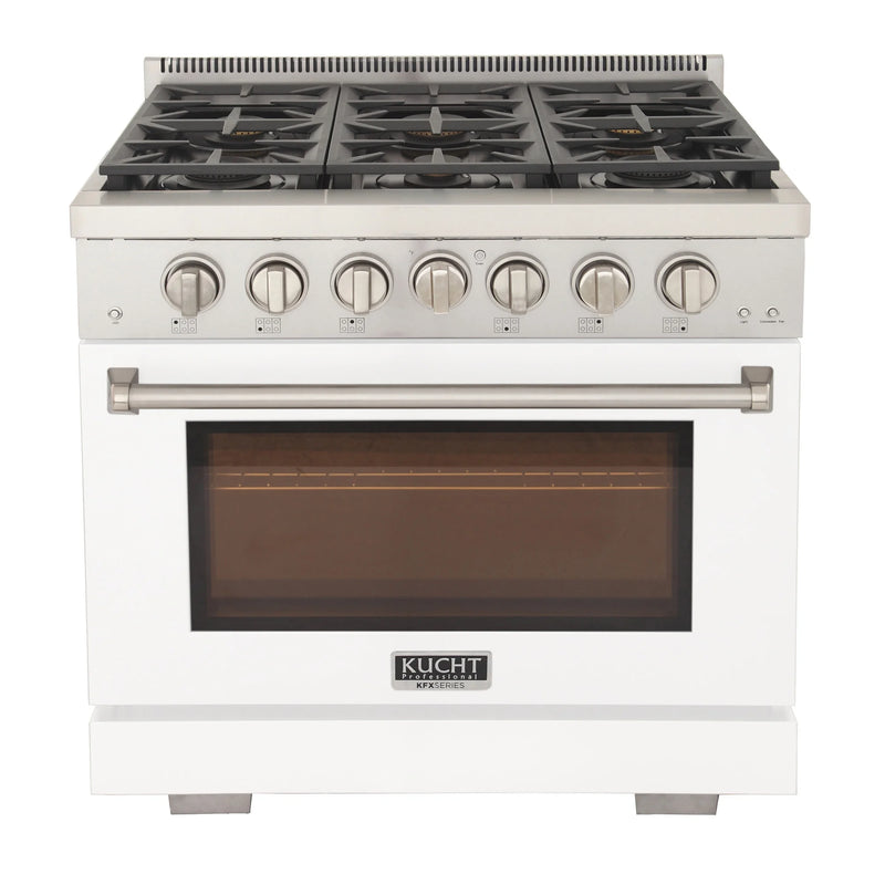 Kucht Professional 36" 5.2 cu ft. Propane Gas Range in White, KFX3600X/LP-W