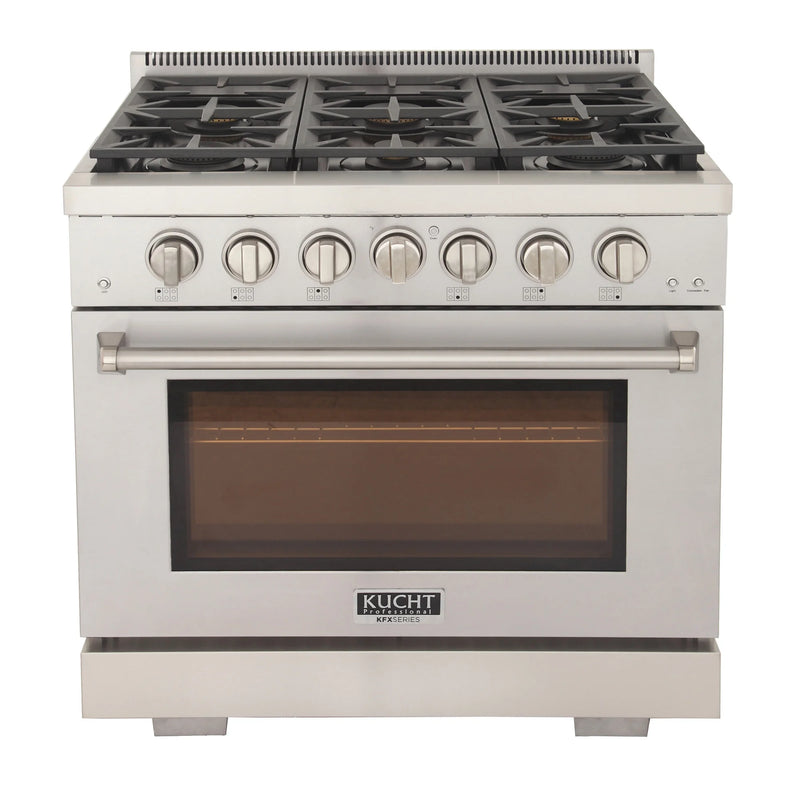 Kucht Professional 36" 5.2 cu ft. Propane Gas Range in Stainless Steel, KFX3600X/LP-S