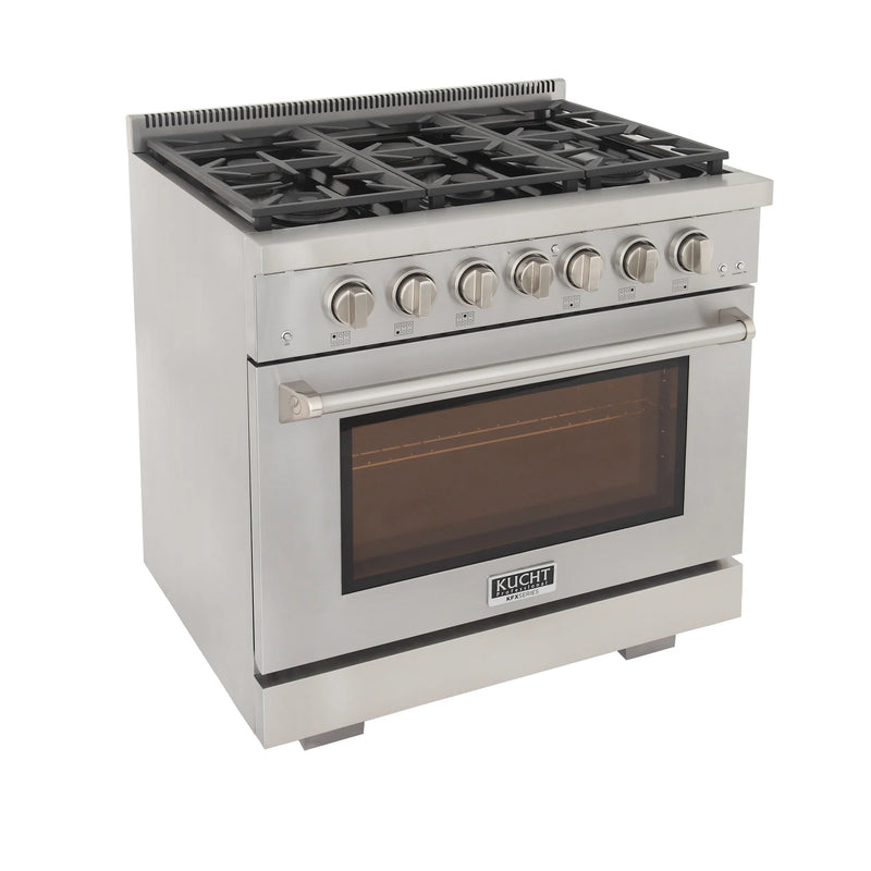Kucht Professional 36" 5.2 cu ft. Propane Gas Range in Stainless Steel, KFX3600X/LP-S
