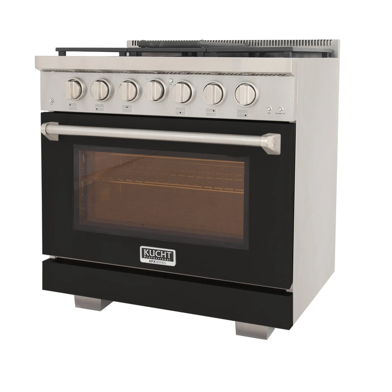 Kucht Professional 36" 5.2 cu ft. Natural Gas Range in Black, KFX3600X-BK