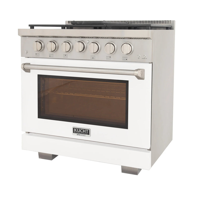 Kucht Professional 36" 5.2 cu ft. Natural Gas Range in White, KFX3600X-W