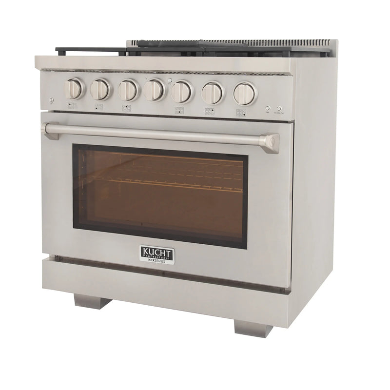 Kucht Professional 36" 5.2 cu ft. Propane Gas Range in Stainless Steel, KFX3600X/LP-S