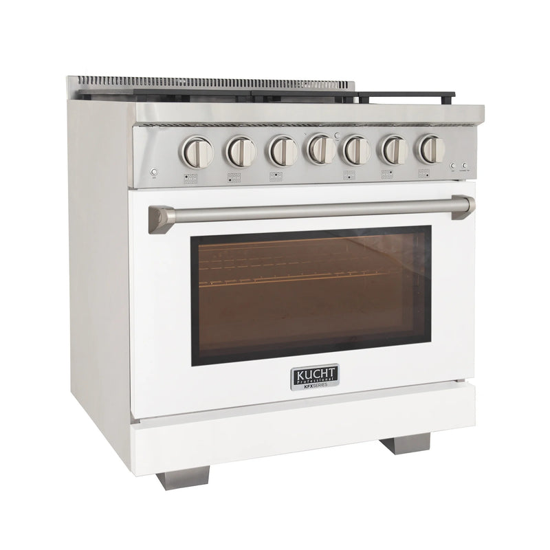 Kucht Professional 36" 5.2 cu ft. Propane Gas Range in White, KFX3600X/LP-W