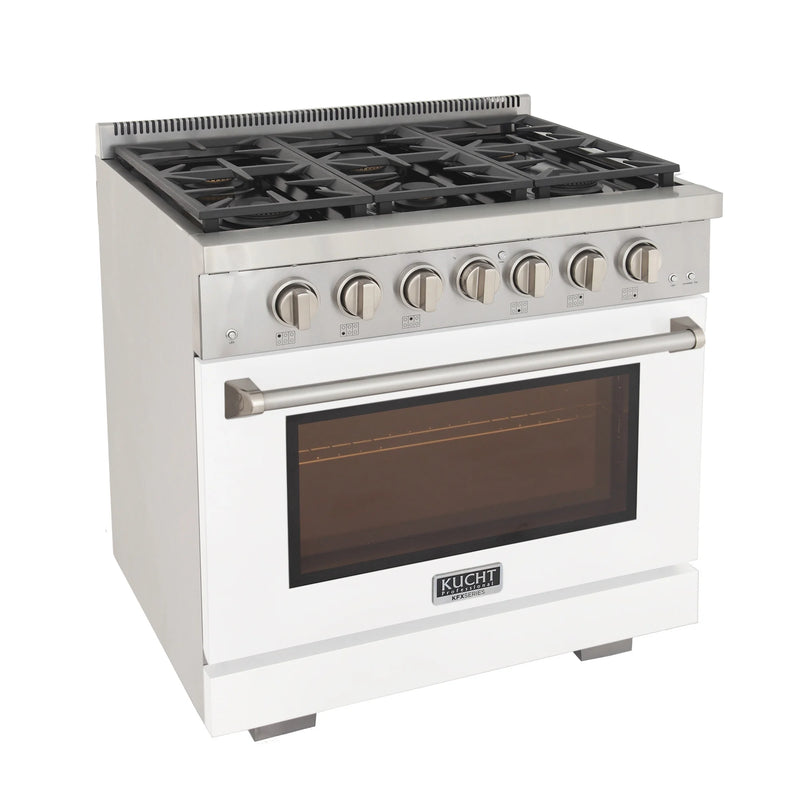 Kucht Professional 36" 5.2 cu ft. Propane Gas Range in White, KFX3600X/LP-W