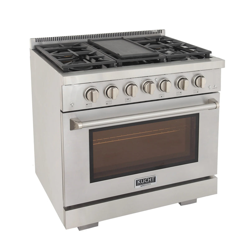 Kucht Professional 36" 5.2 cu ft. Propane Gas Range in Stainless Steel, KFX3600X/LP-S
