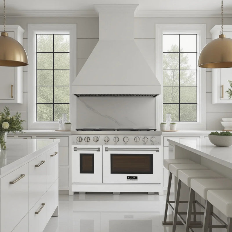 Kucht Professional 48" 6.7 cu ft. Propane Gas Range in White, KFX4800X/LP-W