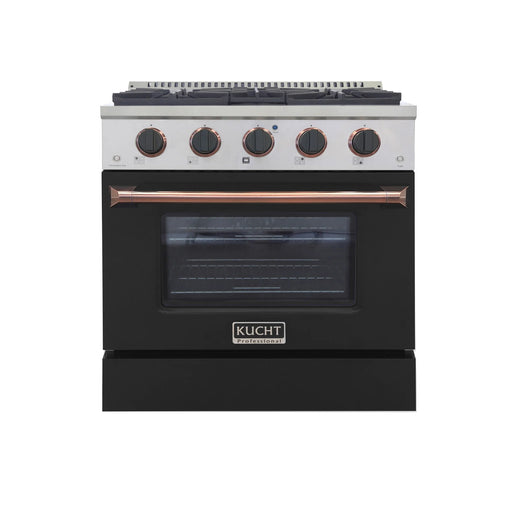 Kucht Professional 30" 4.2 cu ft. Propane Gas Range with Black Door and Rose Gold Knobs, KNG301/LP-K-ROSE