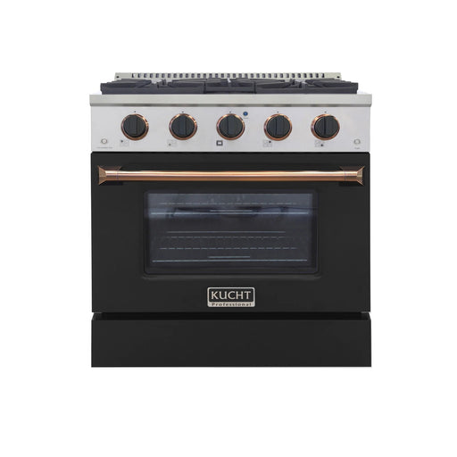 Kucht Professional 30" 4.2 cu ft. Propane Gas Range with Black Door and Gold Knobs, KNG301/LP-K-GOLD