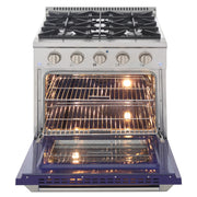 Kucht Professional 30" 4.2 cu ft. Natural Gas Range with Blue Door and Silver Knobs, KNG301-B