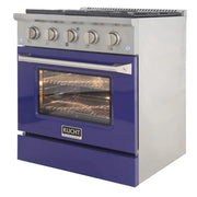 Kucht Professional 30" 4.2 cu ft. Natural Gas Range with Blue Door and Silver Knobs, KNG301-B