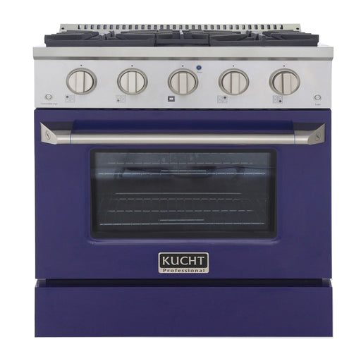 Kucht Professional 30" 4.2 cu ft. Natural Gas Range with Blue Door and Silver Knobs, KNG301-B