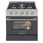 Kucht Professional 30" 4.2 cu ft. Natural Gas Range with Cement Gray Door and Silver Knobs, KNG301-CY