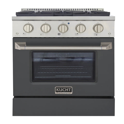 Kucht Professional 30" 4.2 cu ft. Propane Gas Range with Cement Grey Door and Silver Knobs, KNG301/LP-CY