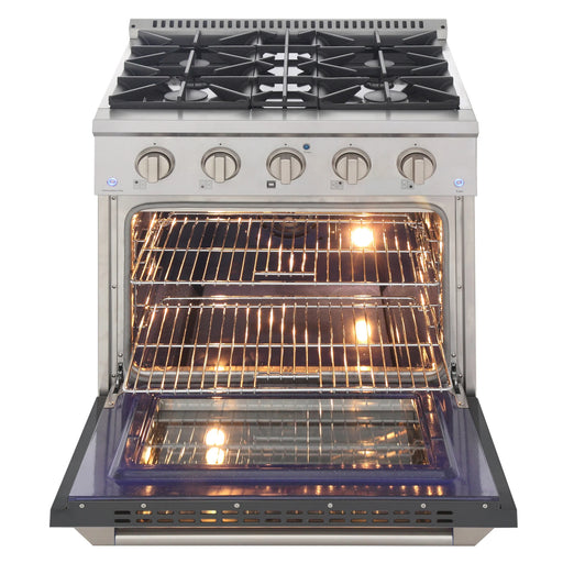 Kucht Professional 30" 4.2 cu ft. Propane Gas Range with Cement Grey Door and Silver Knobs, KNG301/LP-CY