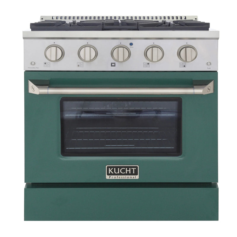 Kucht Professional 30" 4.2 cu ft. Natural Gas Range with Green Door and Silver Knobs, KNG301-G