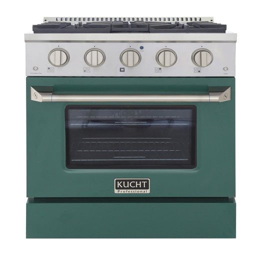 Kucht Professional 30" 4.2 cu ft. Natural Gas Range with Green Door and Silver Knobs, KNG301-G