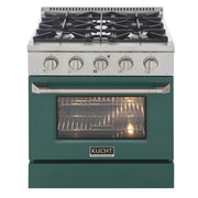 Kucht Professional 30" 4.2 cu ft. Natural Gas Range with Green Door and Silver Knobs, KNG301-G