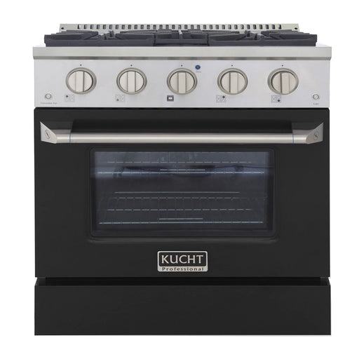 Kucht Professional 30" 4.2 cu ft. Propane Gas Range with Black Door and Silver Knobs, KNG301/LP-K