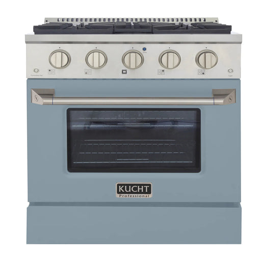 Kucht Professional 30" 4.2 cu ft. Natural Gas Range with Light Blue Door and Silver Knobs, KNG301-LE