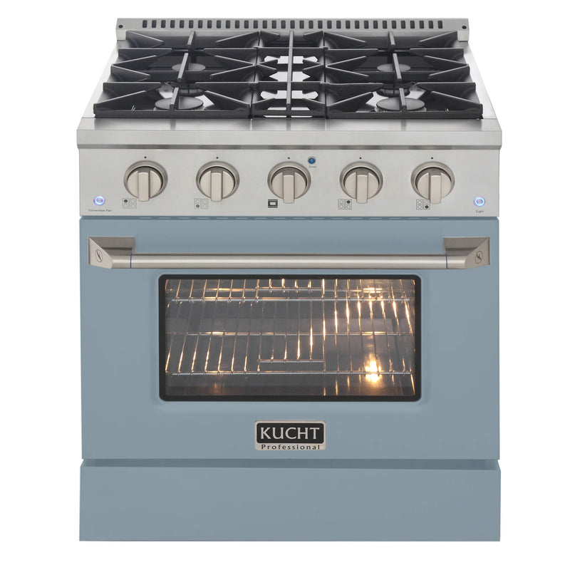 Kucht Professional 30" 4.2 cu ft. Propane Gas Range with Light Blue Door and Silver Knobs, KNG301/LP-LE