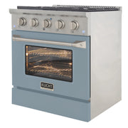 Kucht Professional 30" 4.2 cu ft. Natural Gas Range with Light Blue Door and Silver Knobs, KNG301-LE