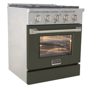 Kucht Professional 30" 4.2 cu ft. Propane Gas Range with Olive Green Door and Silver Knobs, KNG301/LP-ON
