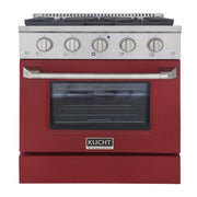 Kucht Professional 30" 4.2 cu ft. Natural Gas Range with Red Door and Silver Knobs, KNG301-R