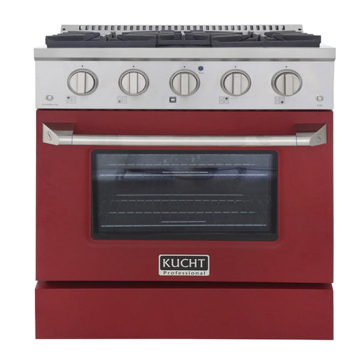 Kucht Professional 30" 4.2 cu ft. Propane Gas Range with Red Door and Silver Knobs, KNG301/LP-R