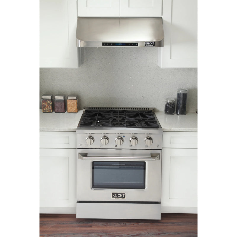 Kucht Professional 30" 4.2 cu ft. Propane Gas Dual Fuel Range with Silver Door and Silver Knobs, KDF302/LP-S