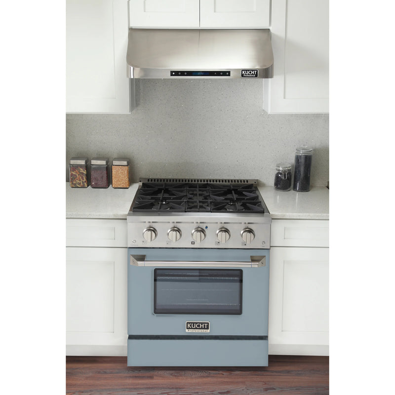 Kucht Professional 30" 4.2 cu ft. Propane Gas Range with Light Blue Door and Silver Knobs, KNG301/LP-LE