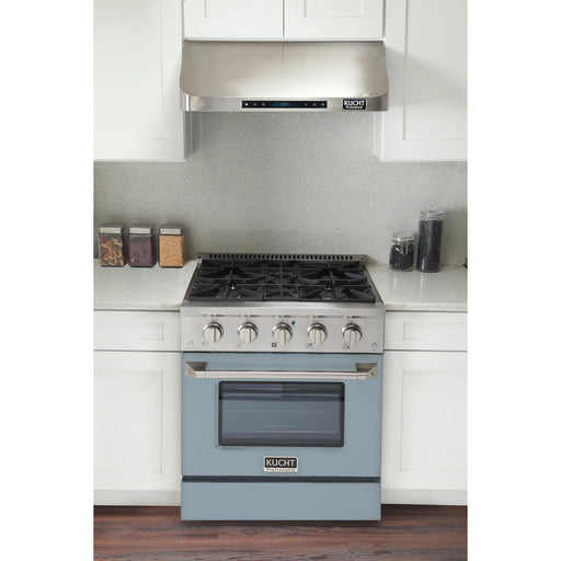 Kucht Professional 30" 4.2 cu ft. Propane Gas Range with Light Blue Door and Silver Knobs, KNG301/LP-LE
