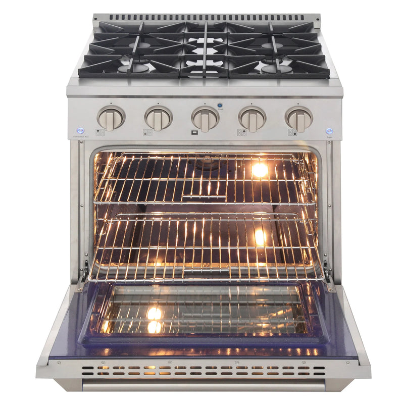 Kucht Professional 30" 4.2 cu ft. Propane Gas Dual Fuel Range with Silver Door and Silver Knobs, KDF302/LP-S