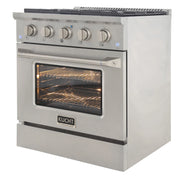 Kucht Professional 30" 4.2 cu ft. Natural Gas Range with Olive Green Door and Silver Knobs, KNG301-S