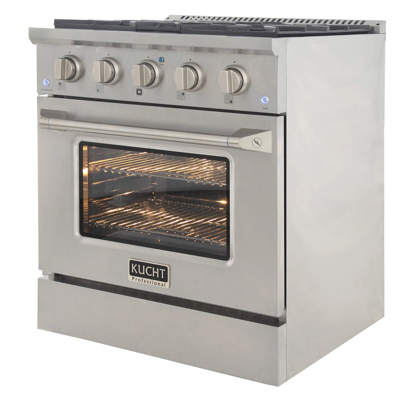 Kucht Professional 30" 4.2 cu ft. Natural Gas Range with Olive Green Door and Silver Knobs, KNG301-S