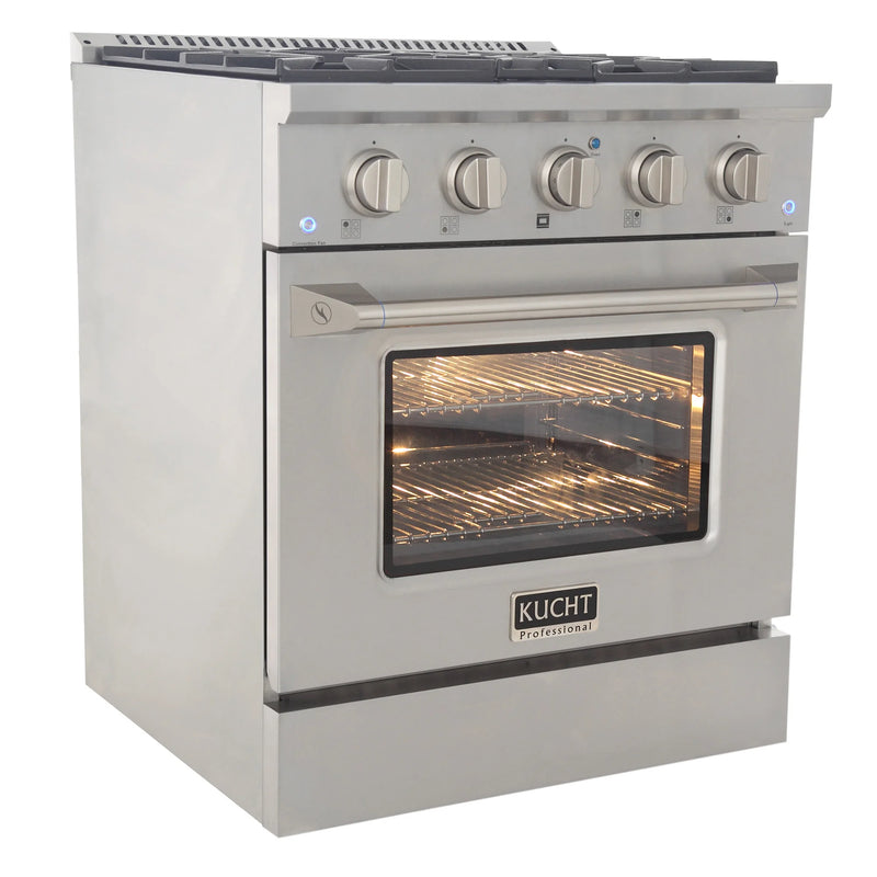 Kucht Professional 30" 4.2 cu ft. Natural Gas Range with Olive Green Door and Silver Knobs, KNG301-S