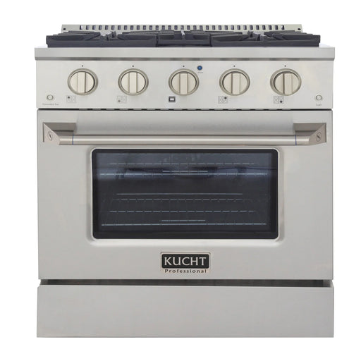 Kucht Professional 30" 4.2 cu ft. Propane Gas Range with Silver Door and Silver Knobs, KNG301/LP-S