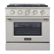 Kucht Professional 30" 4.2 cu ft. Natural Gas Range with Olive Green Door and Silver Knobs, KNG301-S