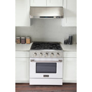 Kucht Professional 30" 4.2 cu ft. Propane Gas Range with White Door and Silver Knobs, KNG301/LP-W