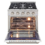 Kucht Professional 30" 4.2 cu ft. Natural Gas Range with White Door and Silver Knobs, KNG301-W