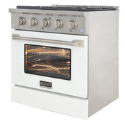 Kucht Professional 30" 4.2 cu ft. Natural Gas Range with White Door and Silver Knobs, KNG301-W