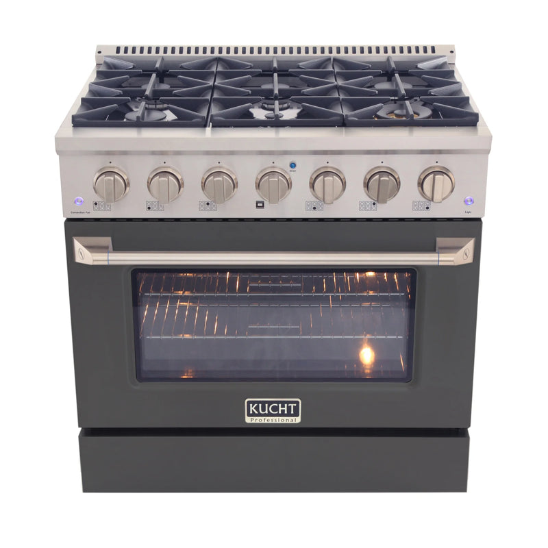 Kucht Professional 36" 5.2 cu ft. Natural Gas Range with Cement Grey Door and Silver Knobs, KNG361-CY