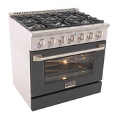 Kucht Professional 36" 5.2 cu ft. Propane Gas Range with Cement Grey Door and Silver Knobs, KNG361/LP-CY