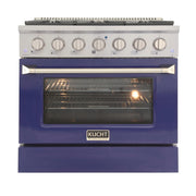 Kucht Professional 36" 5.2 cu ft. Propane Gas Range with Blue Door and Silver Knobs, KNG361/LP-B