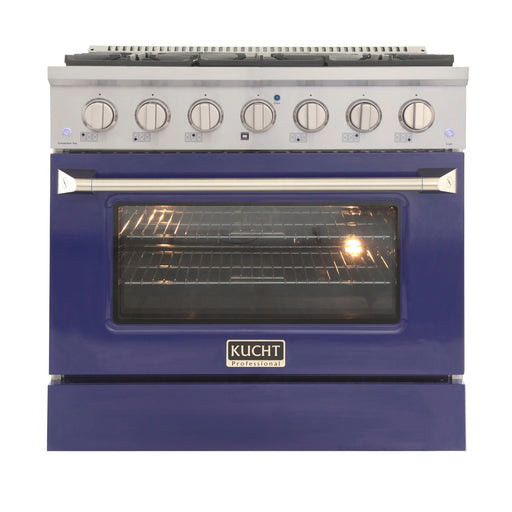 Kucht Professional 36" 5.2 cu ft. Propane Gas Range with Blue Door and Silver Knobs, KNG361/LP-B