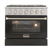 Kucht Professional 36" 5.2 cu ft. Propane Gas Range with Black Door and Silver Knobs, KNG361/LP-K