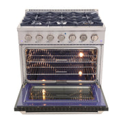 Kucht Professional 36" 5.2 cu ft. Natural Gas Range with Black Door and Silver Knobs, KNG361-K