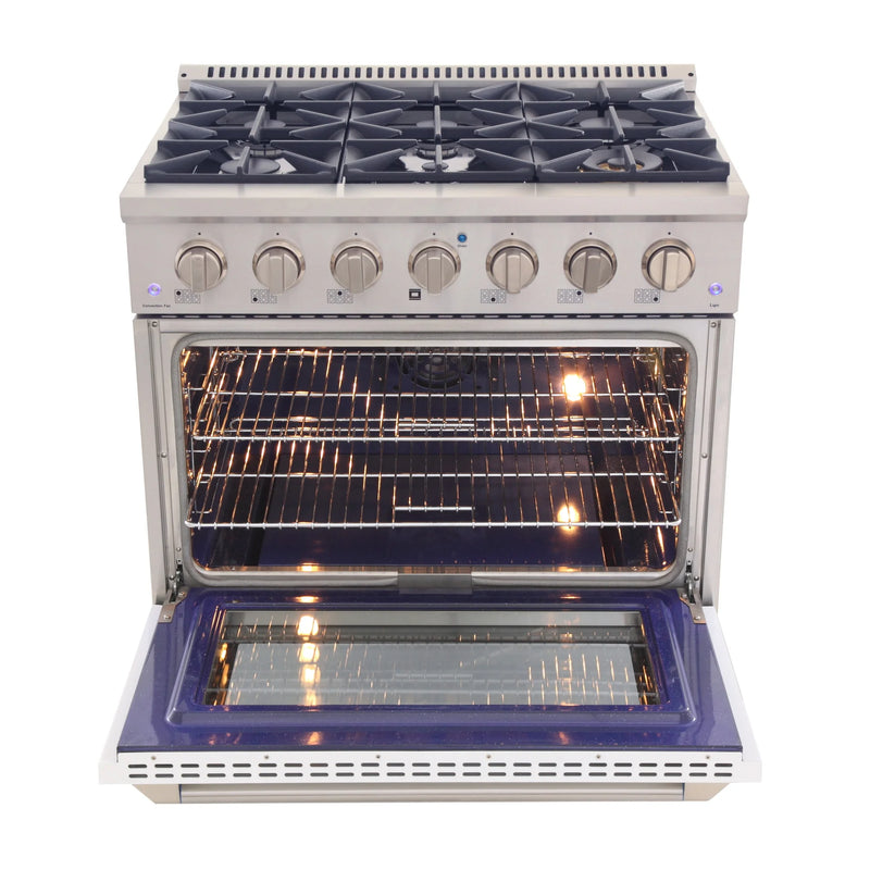 Kucht Professional 36" 5.2 cu ft. Natural Gas Range with White Door and Silver Knobs, KNG361-W