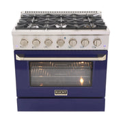 Kucht Professional 36" 5.2 cu ft. Natural Gas Range with Blue Door and Silver Knobs, KNG361-B