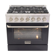 Kucht Professional 36" 5.2 cu ft. Natural Gas Range with Black Door and Silver Knobs, KNG361-K